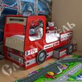 Детская кровать Пожарная машина с ящиками