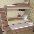Кровать двухъярусная детская Дуэт-17 с дополнительным спальным местом лестница с ящиками