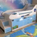 Детская кровать с ящиками и комодом Самолет